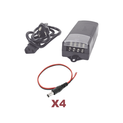 EPCOM POWERLINE - Kit con fuente EPCOM con salida de 12 Vcc a 5 Amper con 4 salidas / Incluye conectores