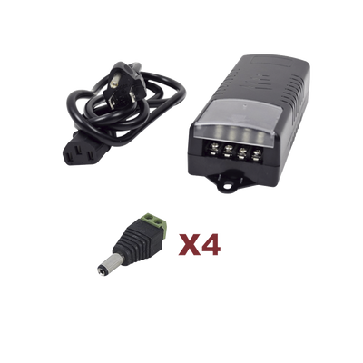 EPCOM POWERLINE - Kit con fuente EPCOM con salida de 12 Vcc a 5 Amper con 4 salidas / Incluye conectores JR52