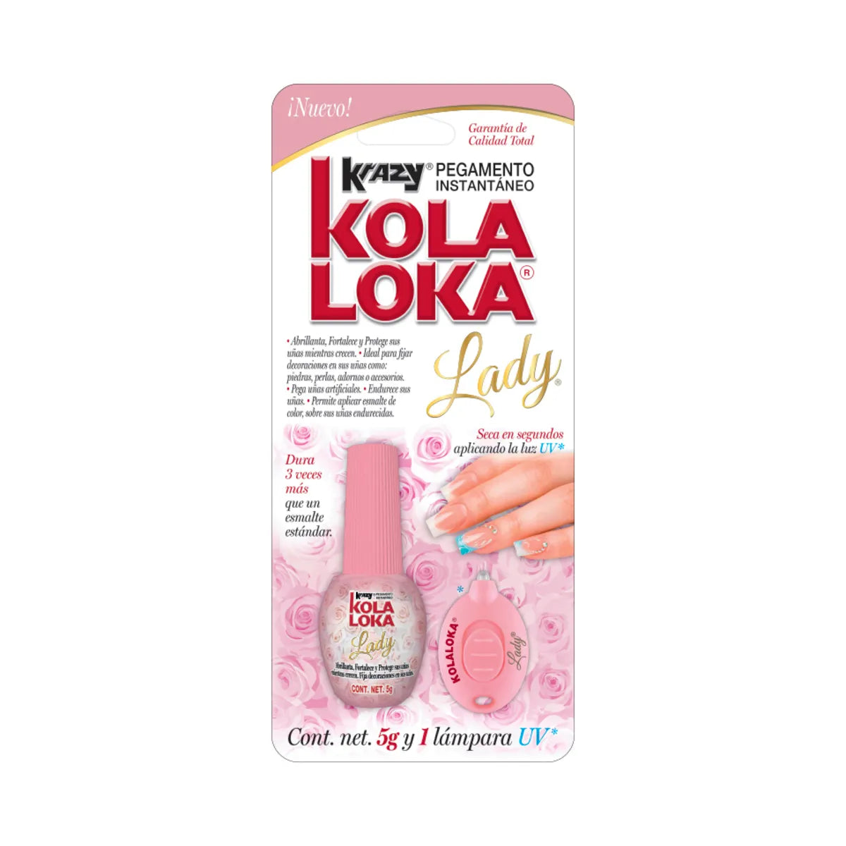 Adhesivo Instantaneo Para Uñas Con Abrillantador Brocha C/Lampara 05Gr (0.17Oz) (Kolaloka Lady)