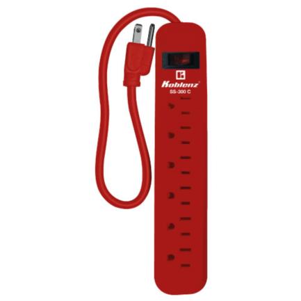 KOBLENZ - Supresor Rojo Koblenz SS-300-C 300 Joules 6 Contactos Aterrizados Switch On/Off