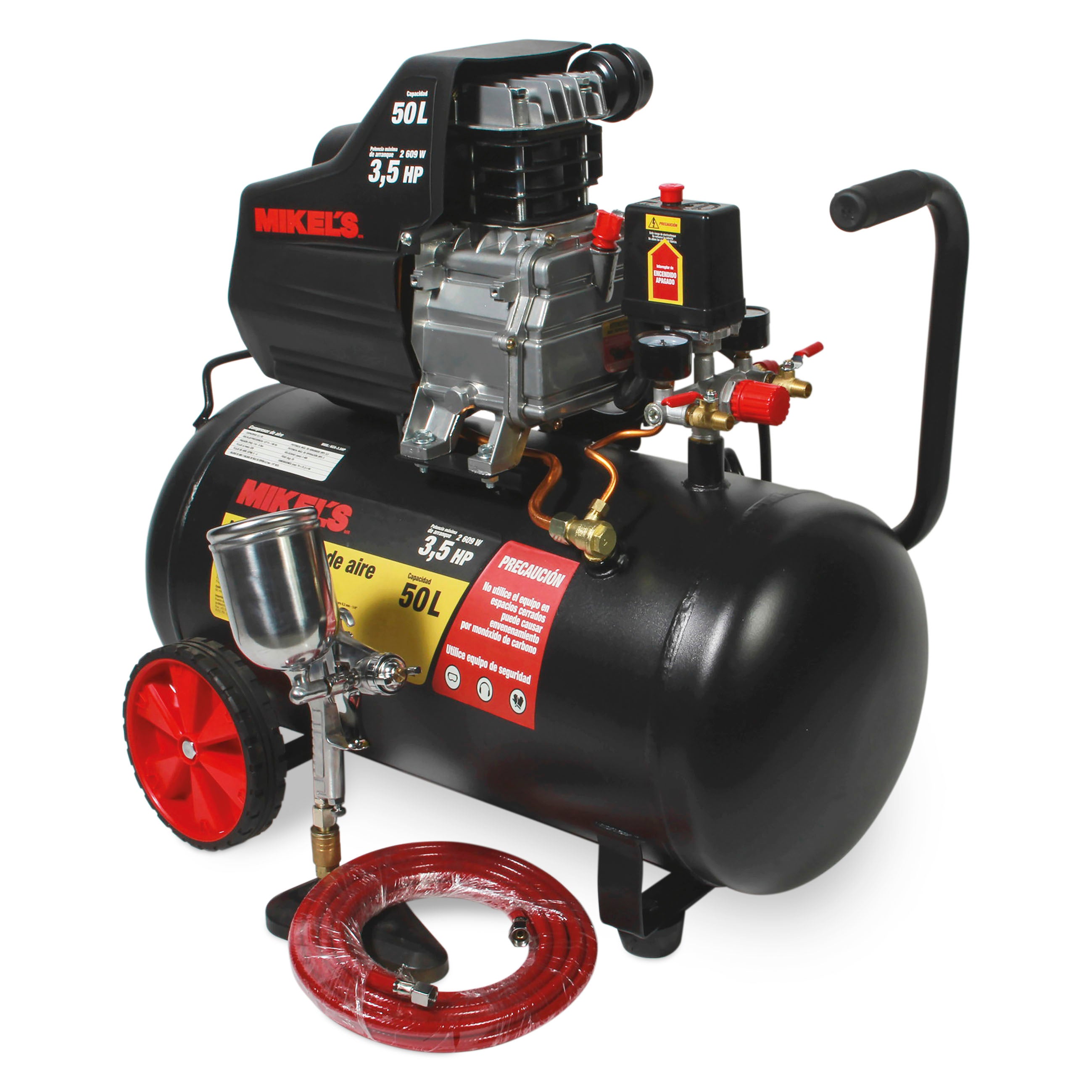 Compresor de aire 3.5 HP con kit neumático (50 lts)