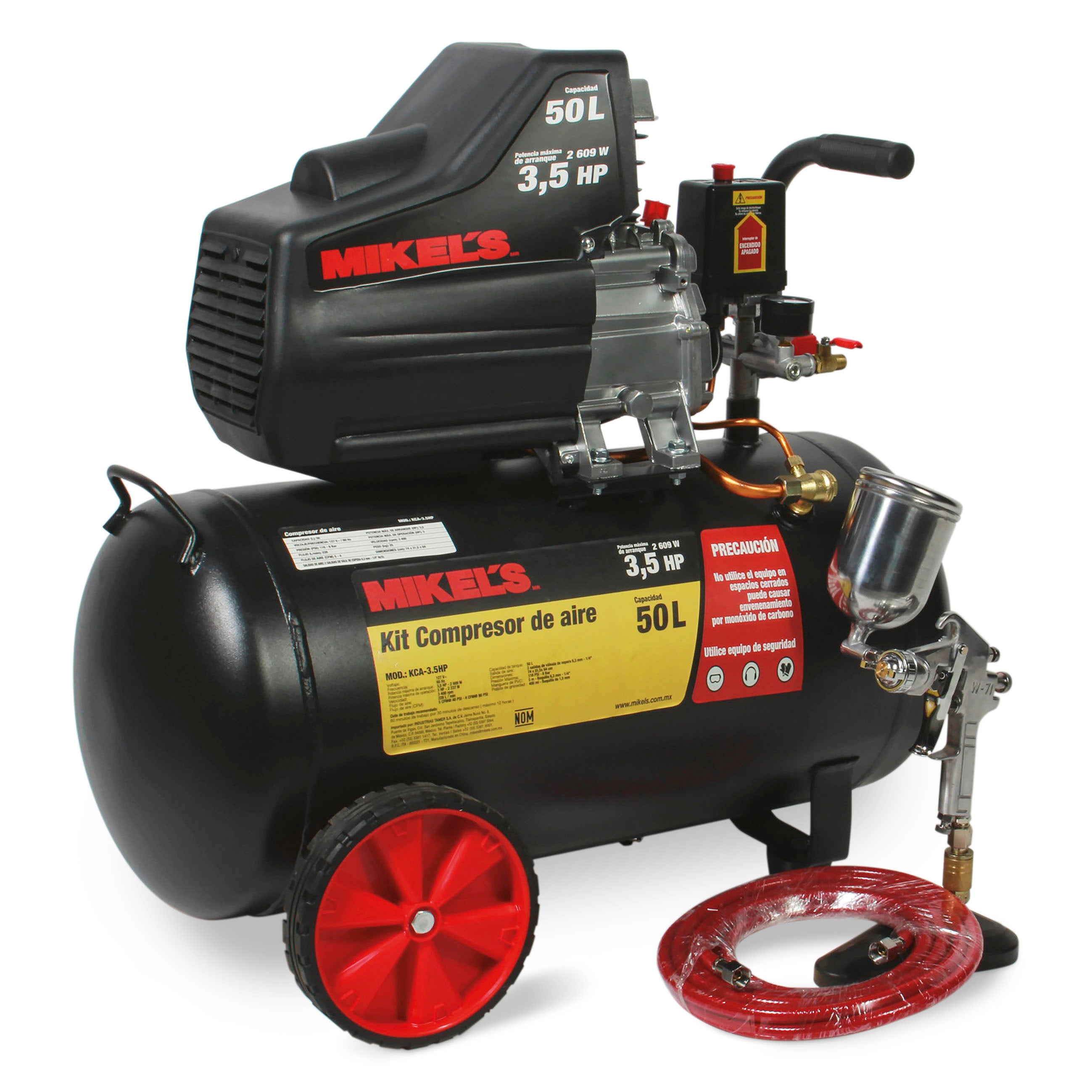 Compresor de aire 3.5 HP con kit neumático (50 lts)