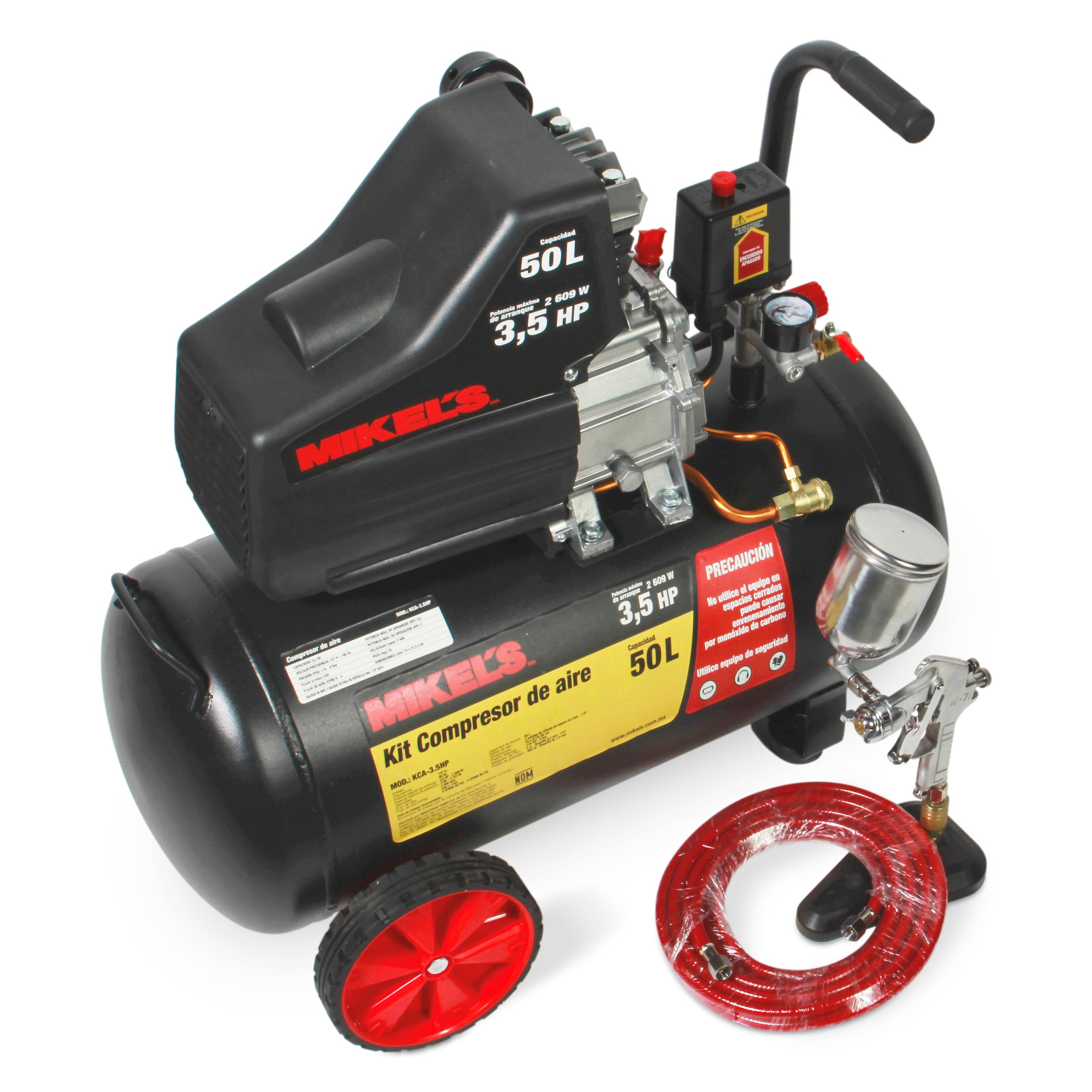 Compresor de aire 3.5 HP con kit neumático (50 lts)