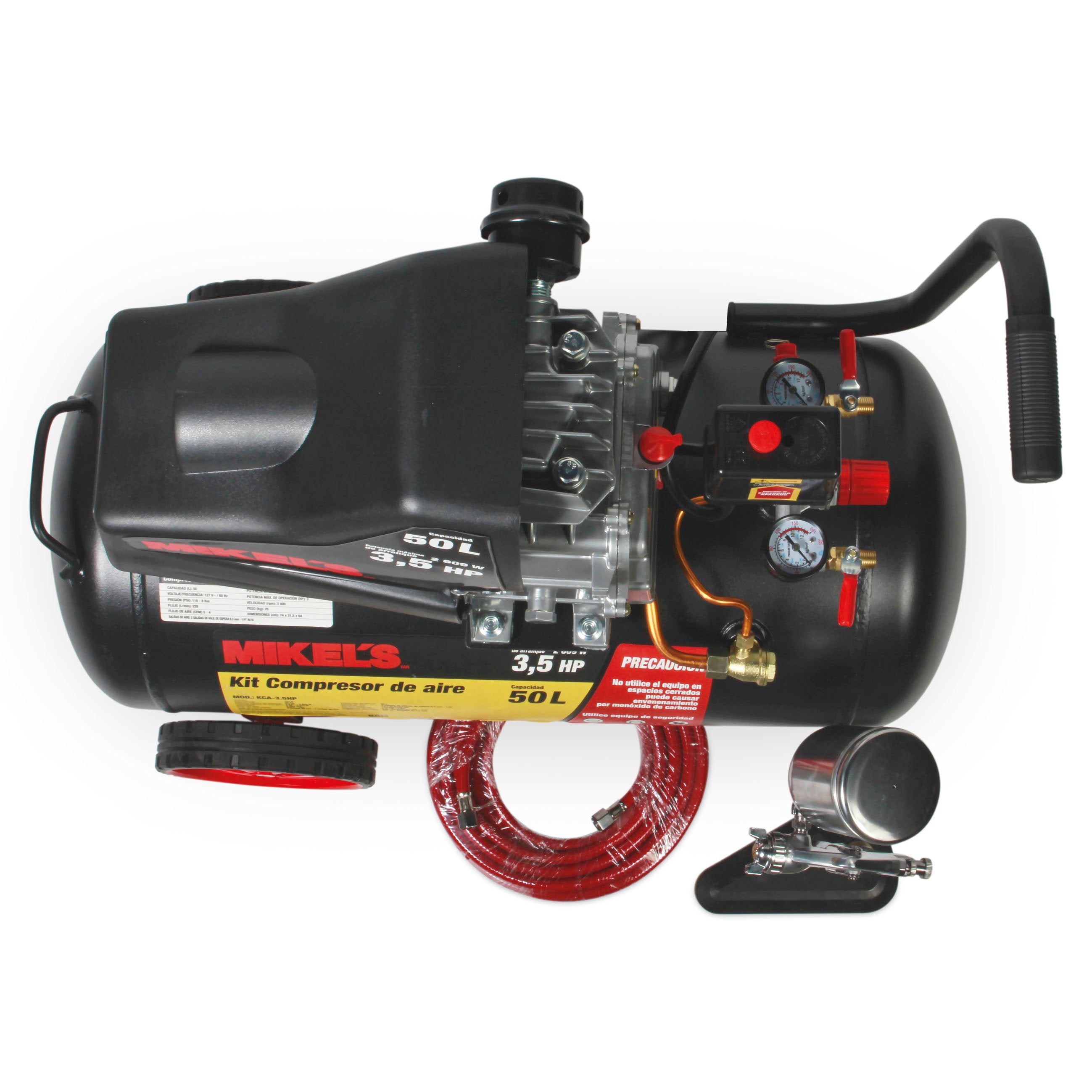 Compresor de aire 3.5 HP con kit neumático (50 lts)