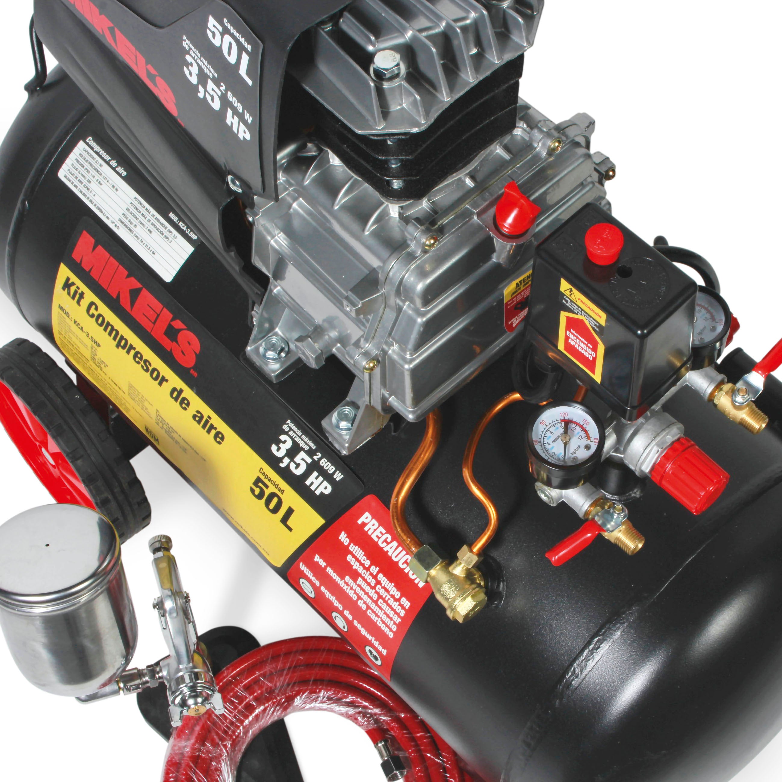 Compresor de aire 3.5 HP con kit neumático (50 lts)