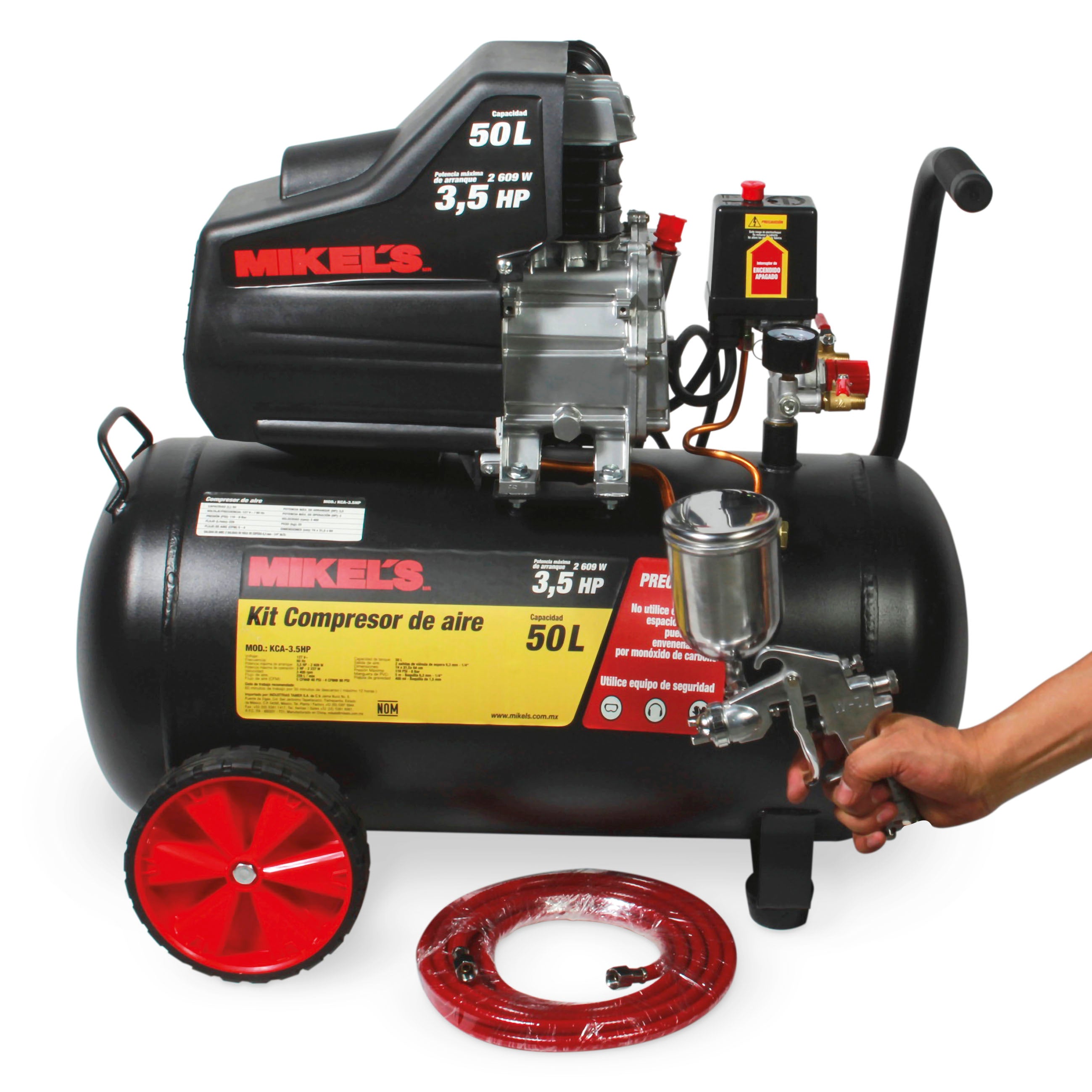Compresor de aire 3.5 HP con kit neumático (50 lts)