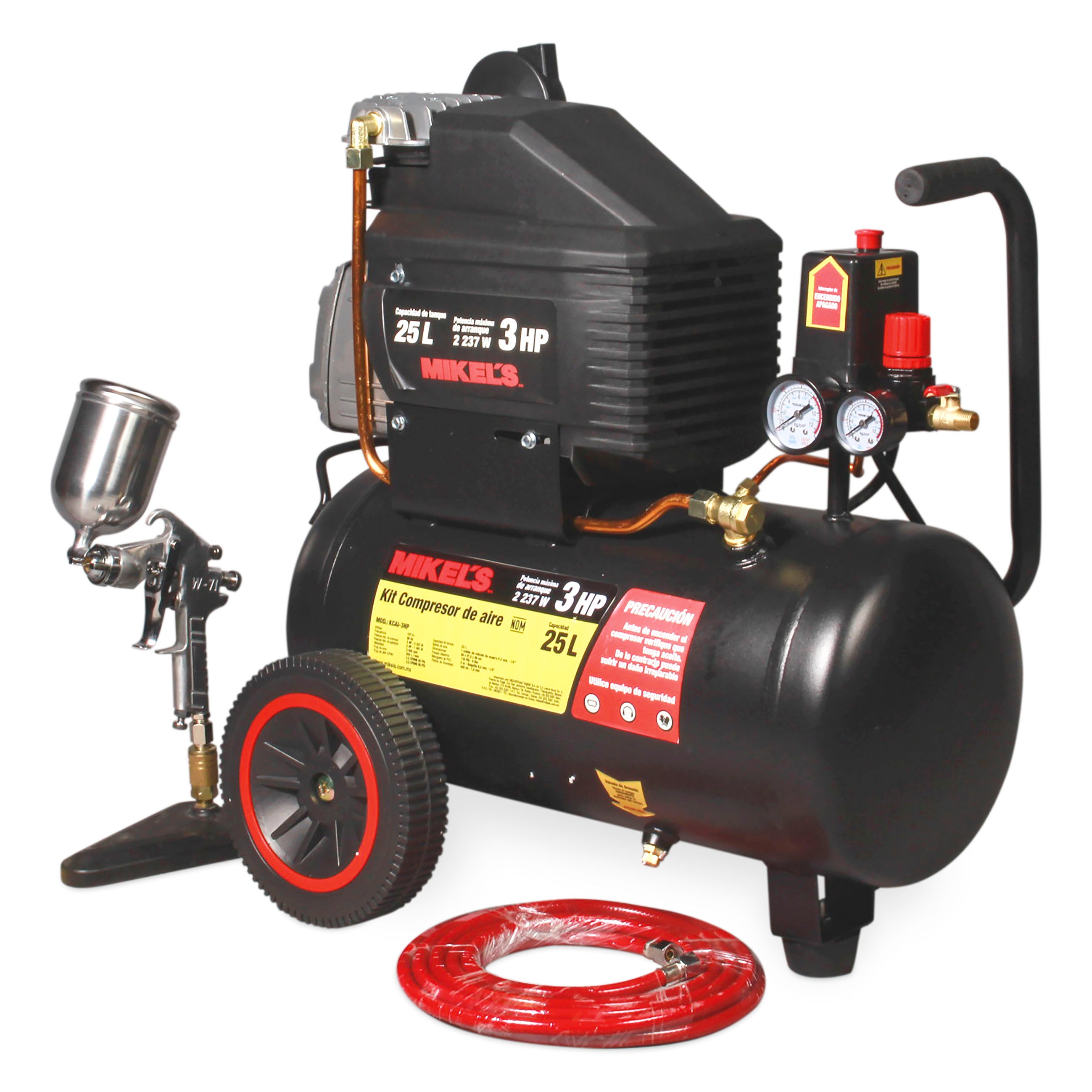 Compresor de aire 3 HP con kit neumático (25 lts)