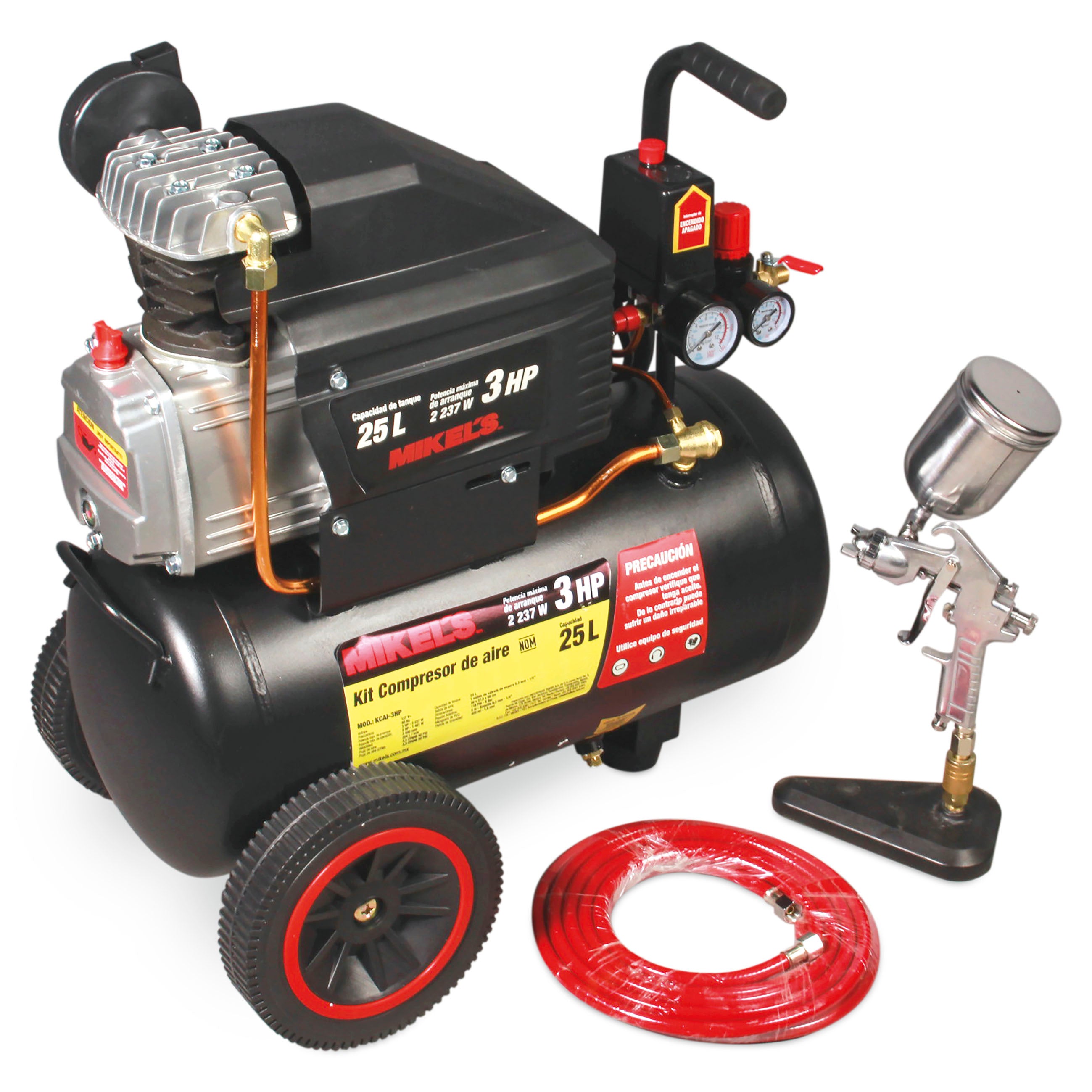 Compresor de aire 3 HP con kit neumático (25 lts)