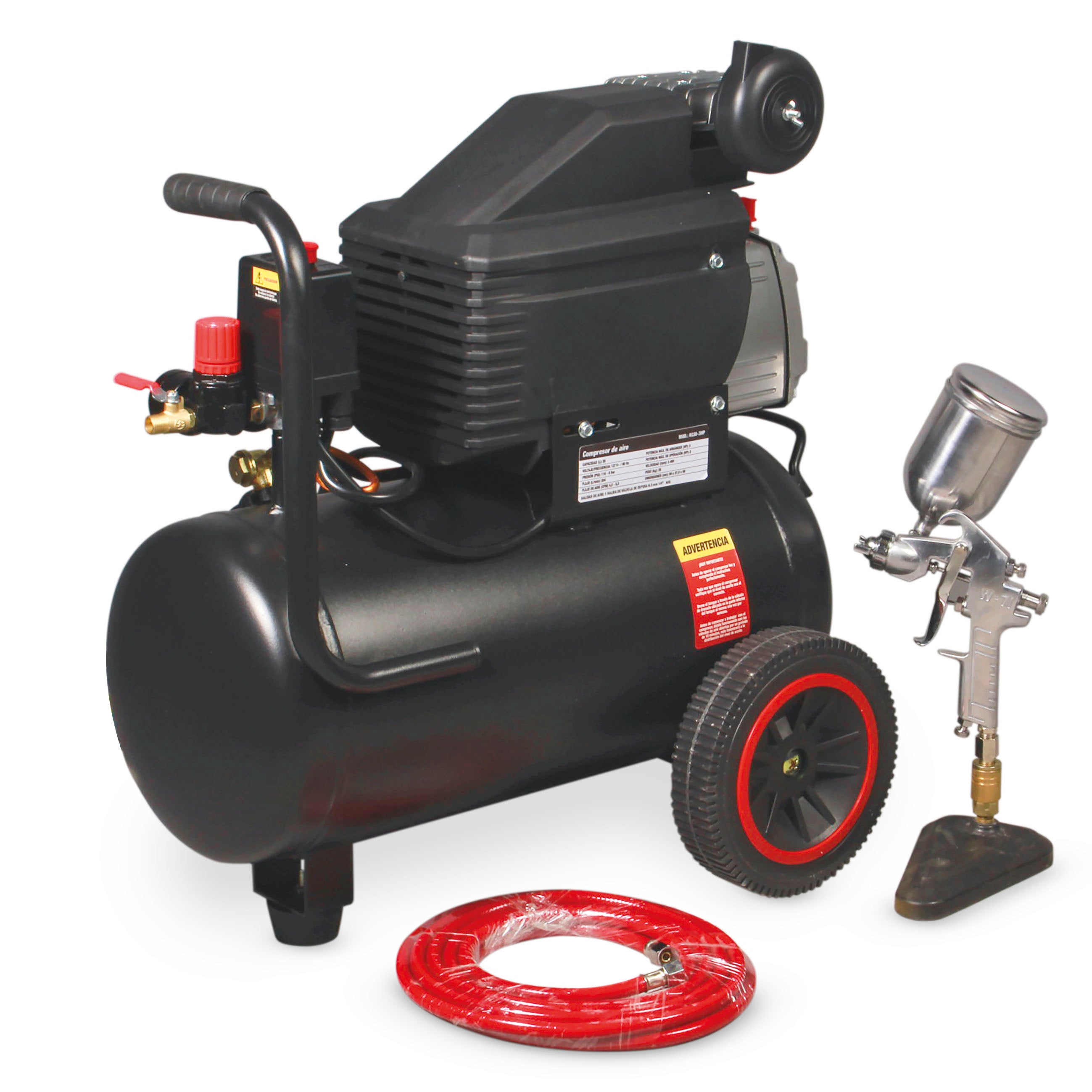 Compresor de aire 3 HP con kit neumático (25 lts)