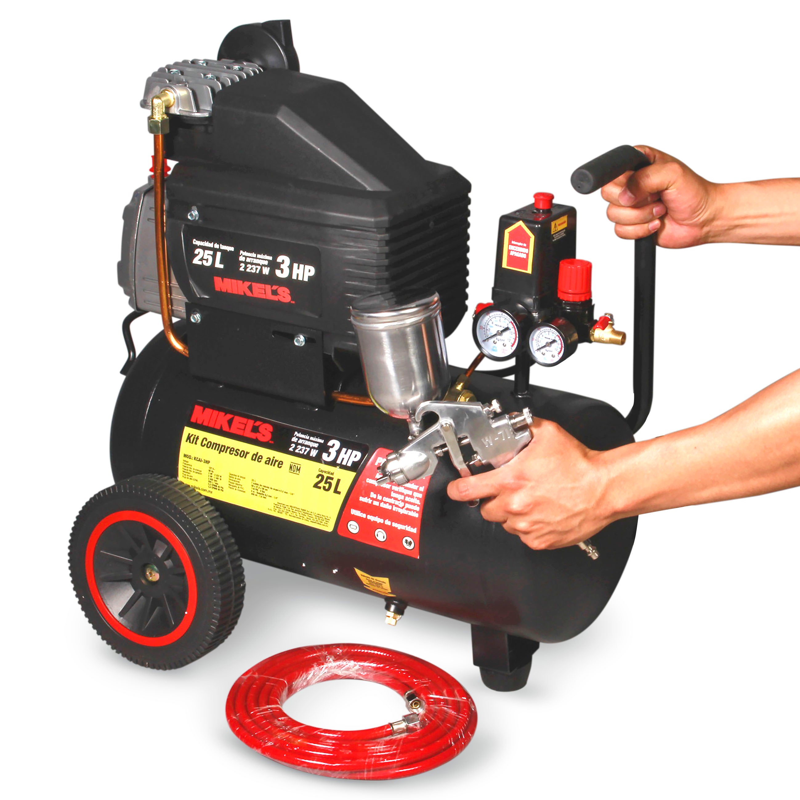 Compresor de aire 3 HP con kit neumático (25 lts)