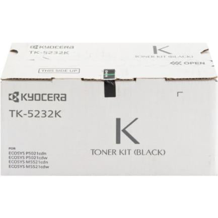 KYOCERA - Tóner Kyocera TK-5232K Alta Capacidad 2.6K Páginas Compatible P5021cdn/P5021cdw/M5521cdn/M5521cdw Color Negro