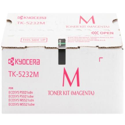 KYOCERA - Tóner Kyocera TK-5232M Alta Capacidad 2.2K Páginas Compatible P5021cdn/P5021cdw/M5521cdn/M5521cdw Color Magenta