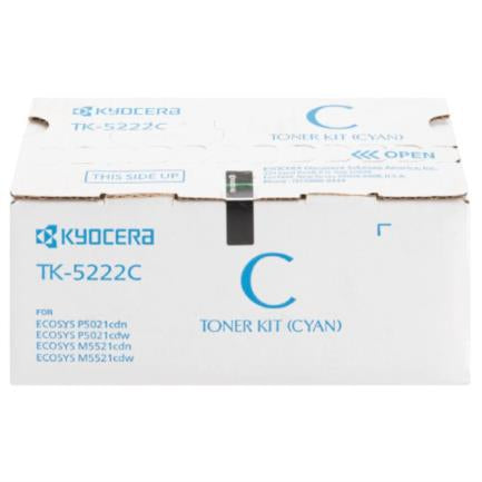 KYOCERA - Tóner Kyocera TK-5222C 1.2K Páginas Compatible P5021cdn/P5021cdw/M5521cdn/M5521cdw Color Cian
