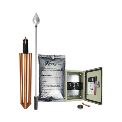 TOTAL GROUND - Kit de Pararrayo con Punta en Acero Inoxidable con Diámetro de Protección de 160 metros.
