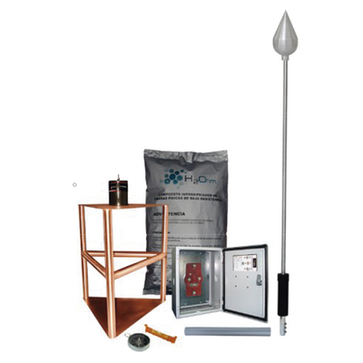 TOTAL GROUND - Kit de Pararrayo con Punta con Diámetro de Protección de 200 metros.