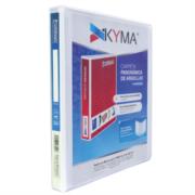 KYMA - Carpeta Panorámica Kyma de Vinil Tamaño Carta 1/2" Aro en "O" Blanca