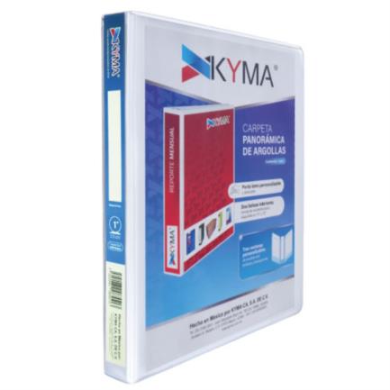 KYMA - Carpeta Panorámica Kyma de Vinil Tamaño Carta 1" Aro en "O" Blanca