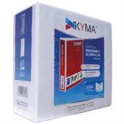 KYMA - Carpeta Panorámica Kyma de Vinil Tamaño Carta 4" Aro en "D" Blanca