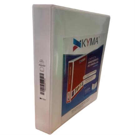 KYMA - Carpeta Panorámica Kyma de Vinil Tamaño Oficio 1 1/2" Aro en "O" Blanca
