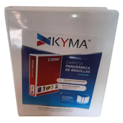 KYMA - Carpeta Panorámica Kyma de Vinil Tamaño Oficio 1 1/2" Aro en "O" Blanca