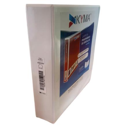KYMA - Carpeta Panorámica Kyma de Vinil Tamaño Oficio 2" Aro en "O" Blanca