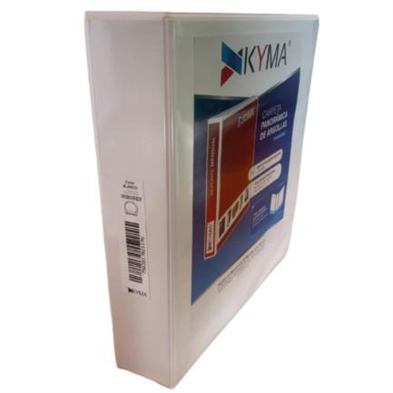 KYMA - Carpeta Panorámica Kyma de Vinil Tamaño Oficio 3" Aro en "O" Blanca