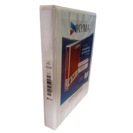 KYMA - Carpeta Panorámica Kyma de Vinil Tamaño Oficio 1" Aro en "D" Blanca