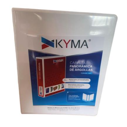 KYMA - Carpeta Panorámica Kyma de Vinil Tamaño Oficio 1" Aro en "D" Blanca