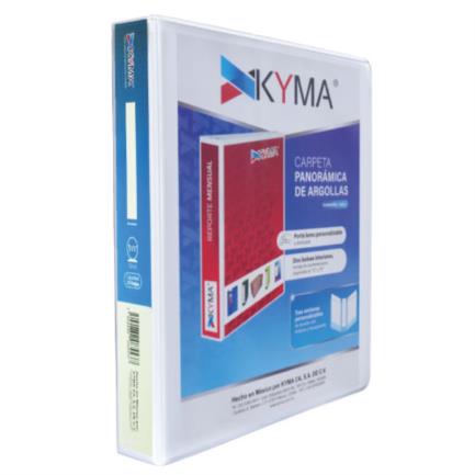 KYMA - Carpeta Panorámica Kyma de Vinil Tamaño Carta 1 1/2" Aro en "O" Blanca