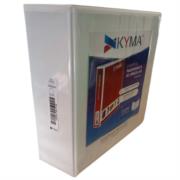 KYMA - Carpeta Panorámica Kyma de Vinil Tamaño Oficio 3" Aro en "D" Blanca