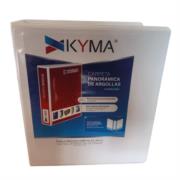 KYMA - Carpeta Panorámica Kyma de Vinil Tamaño Oficio 3" Aro en "D" Blanca