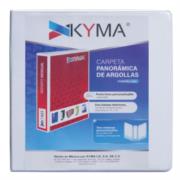 KYMA - Carpeta Panorámica Kyma de Vinil Tamaño Carta 2 1/2" Aro en "O" Blanca