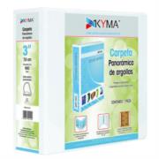 KYMA - Carpeta Panorámica Kyma de Vinil Tamaño Carta 3" Aro en "O" Blanca