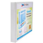 KYMA - Carpeta Panorámica Kyma de Vinil Tamaño Carta 1/2" Aro en "D" Blanca