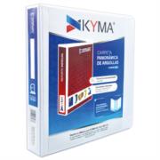 KYMA - Carpeta Panorámica Kyma de Vinil Tamaño Carta 1 1/2" Aro en "D" Blanca