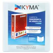 KYMA - Carpeta Panorámica Kyma de Vinil Tamaño Carta 1 1/2" Aro en "D" Blanca