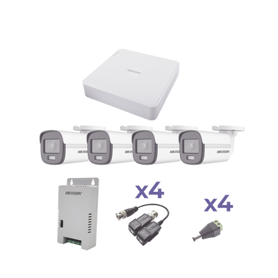 EPCOM PROFESSIONAL - KIT COLORVU TURBOHD 1080p Lite / DVR 4 Canales / 4 Cámaras Bala (exterior 2.8 mm) / Transceptores / Conectores / Fuente de Poder Profesional