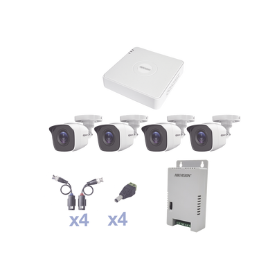 EPCOM PROFESSIONAL - KIT TurboHD 1080 Lite / DVR 4 Canales / 4 Cámaras Bala (exterior 2.8 mm) / Transceptores / Conectores / Fuente de Poder Profesional