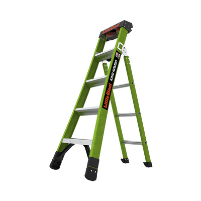 LITTLE GIANT LADDER SYSTEMS - Escalera de Tijera 3 en 1 de 1.5 Metros, Fibra de Vidrio (SKU13906-001). Hecha en E.U.A. (Versión 2.0)