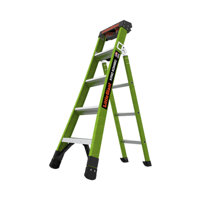 LITTLE GIANT LADDER SYSTEMS - Escalera de Tijera 3 en 1 de 1.5 Metros, Fibra de Vidrio (SKU13906-001). Hecha en E.U.A. (Versión 2.0)