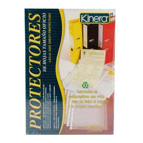 KINERA - PROTECTOR HOJAS KINERA OFICIO CAJA C/50