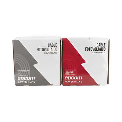 EPCOM POWERLINE - Kit de 2 rollos de 100 metros de cable fotovoltaico de cobre, rojo y negro, calibre 10 AWG (6mm²), Tipo PV,  1000/2000 V y 120°C.