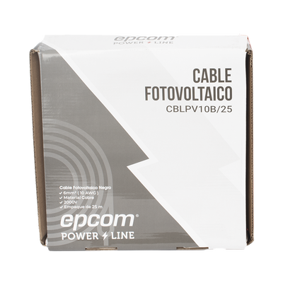 EPCOM POWERLINE - Kit de 2 rollos de 25 metros de cable fotovoltaico de cobre, rojo y negro, calibre 10 AWG (6mm²), Tipo PV,  1000/2000 V y 120°C.