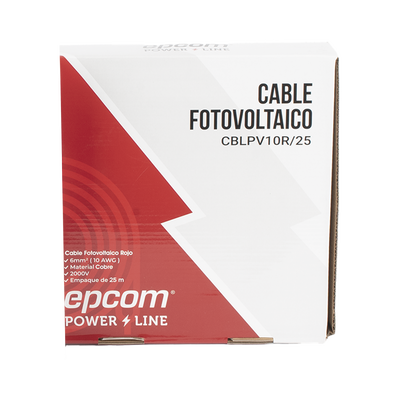 EPCOM POWERLINE - Kit de 2 rollos de 25 metros de cable fotovoltaico de cobre, rojo y negro, calibre 10 AWG (6mm²), Tipo PV,  1000/2000 V y 120°C.
