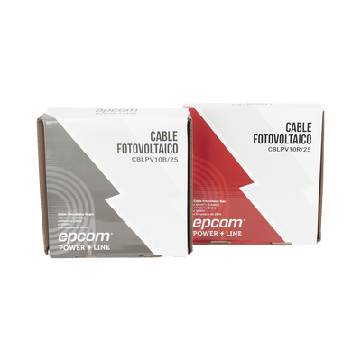 EPCOM POWERLINE - Kit de 2 rollos de 25 metros de cable fotovoltaico de cobre, rojo y negro, calibre 10 AWG (6mm²), Tipo PV,  1000/2000 V y 120°C.