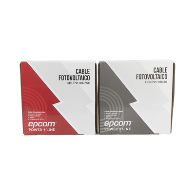 EPCOM POWERLINE - Kit de 2 rollos de 50 metros de cable fotovoltaico de cobre, rojo y negro, calibre 10 AWG (6mm²), Tipo PV,  1000/2000 V y 120°C.