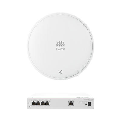 HUAWEI - Kit de Router Multi-Servicio / 1 puerto 10/100/1000 Mbps(WAN) / 4 puertos 10/100/1000 Mbps(LAN) PoE / 50W + Punto de Acceso Wi-Fi 7 / 3.57 Gbps / MU-MIMO 2x2 (2.4GH y 5GHz) / Smart Antenna más cobertura / Instalación en techo y pared