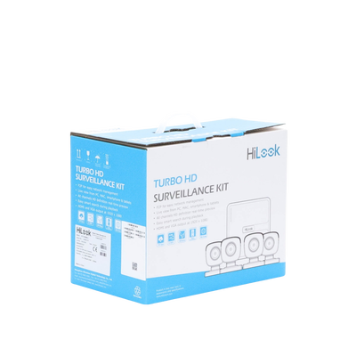 HILOOK BY HIKVISION - Kit TurboHD 720p / DVR 4 canales / 4 Cámaras Bala de Metal / 4 Cables 18 Mts / H.265+ / 1 Fuente de Poder Profesional / Accesorios de Instalación