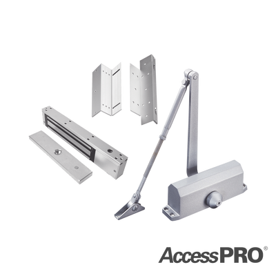 ACCESSPRO - KIT INC CHAPA MAGNETICA DE 600LBS  / MONTAJE TIPO Z Y L  / CIERRA PUERTAS