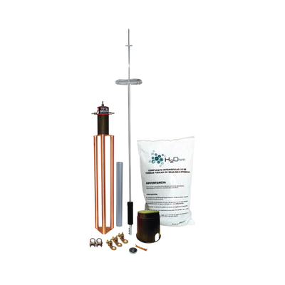 TOTAL GROUND - Kit de Pararrayo para Torre o Poste tipo Dipolo Corona con Electrodo y Accesorios de instalación.
